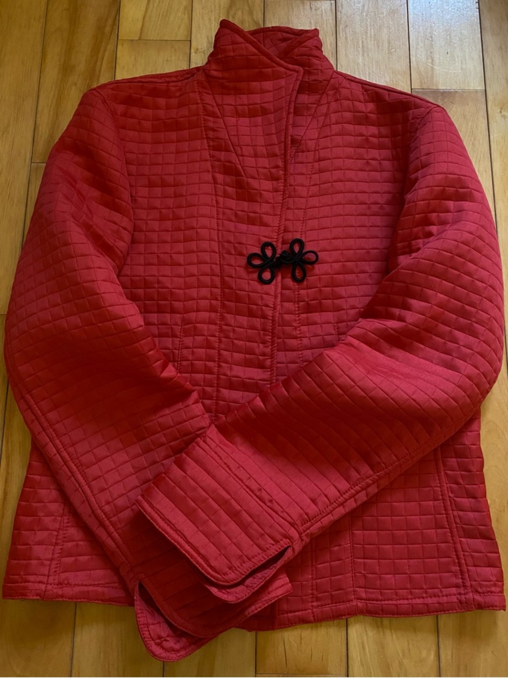 Harve Benard Quilted Red Mandarin-Collar Jacket - Picture 2 of 8